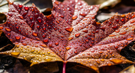 acer leaves with beautiful water drops
