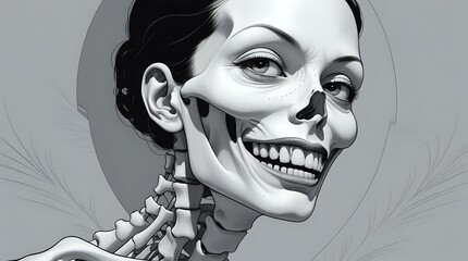 Macabre Elegance: Monochrome Portrait of a Grinning Aristocratic Ghoul