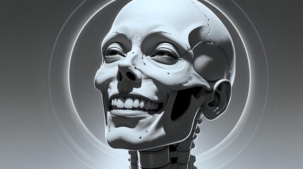 Macabre Elegance: Monochrome Portrait of a Grinning Aristocratic Ghoul