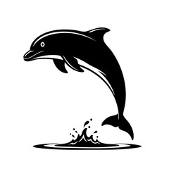 Obraz premium Vector art of black and white vector illustration of a dolphin jumping