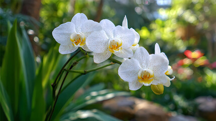 Obraz premium Orchids Plant with White Blossoms