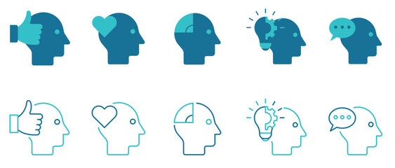Knowledge Brain icon set. Vector and illustrator