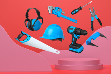 Abstract scene or podium for product showcase on monochrome background.