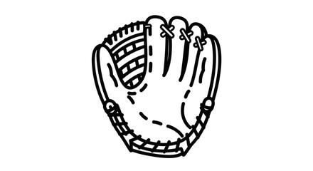 Simple black and white line art illustration of a baseball glove or mitt.