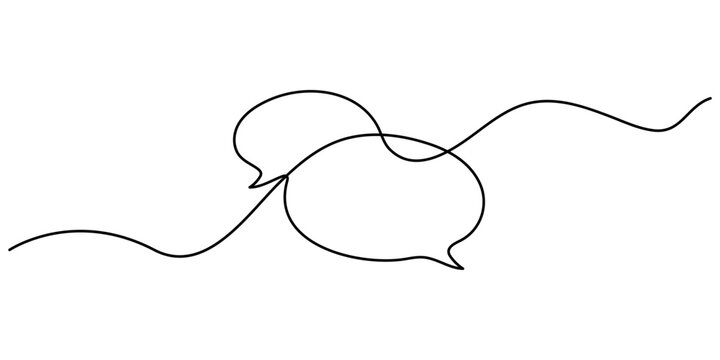 Minimalist style speech bubble outline vector illustration with continuous one line drawing design. Speech bubble in one line art style. Vector illustration.