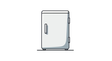 Isolated White Refrigerator with Handle and Rounded Edges.