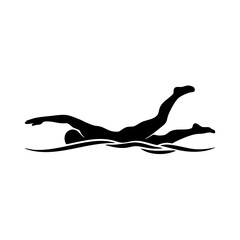 Vector art of silhouette of a swimmer performing butterfly stroke