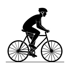 Vector art of cyclist silhouette riding a bicycle on a road