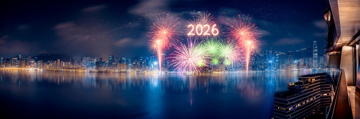 Creative concepts image of Hong Kong 2026 fireworks, Happy New years 2026