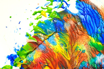 Abstract colorful watercolor paint splash illustration with ink drops and texture pattern