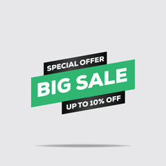 3D Green Big Sale Banner – Up to 10% Off, Minimalist Modern Design