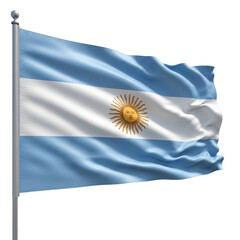 The national flag of argentina, featuring light blue and white stripes with the sun of may, isolated on transparent background