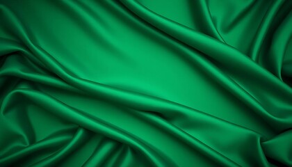 Obraz premium Deep emerald green fabric backdrop, soft folds, material, velvet