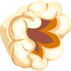 A Close Up Pixel Art Illustration Of A Single Piece Of Fluffy Popcorn With Brown Kernels Visible On A Transparent Background