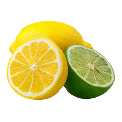 Fresh ripe lemon and lime citrus fruits isolated for vibrant food photography
