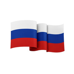 Waving russian flag isolated on transparent background