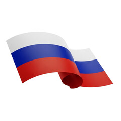 Waving russian flag isolated on transparent background, symbolizing national pride and patriotism