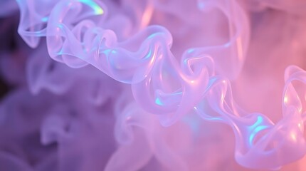 Obraz premium Abstract flowing purple smoke curve on black background with blue and pink light pattern.