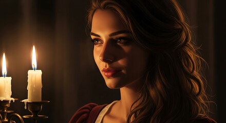 The picture shows a beautiful natural landscape with green hills and a clear blue sky. In the middle of the field, a group of deer is grazing peacefully. Tall trees surround the area, and a small rive