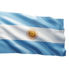 The national flag of argentina waving in the wind, isolated on transparent background