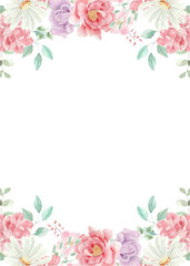 Watercolor flowers background vector for design.