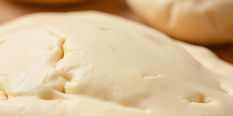 Close-up of smooth, unbaked dough, pale and slightly sticky,   background,  detail