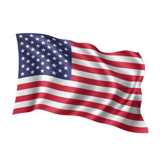 Waving american flag isolated on transparent background, symbolizing patriotism and freedom