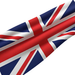 The union jack flag of the united kingdom, isolated on a transparent background, waving gently