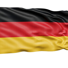 The national flag of germany waving in the wind, isolated on a transparent background