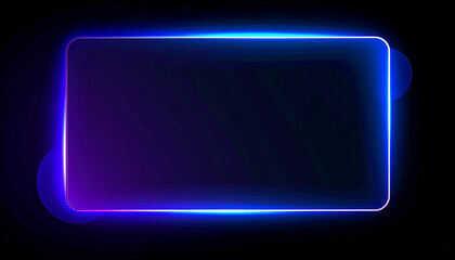 Neon blue and purple glowing rectangle with rounded corners on a dark background abstract border