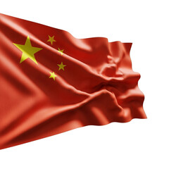 The national flag of china, a red flag with five yellow stars, isolated on transparent background