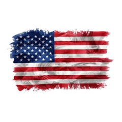 Artistic american flag with a distressed brush stroke effect, isolated on transparent background