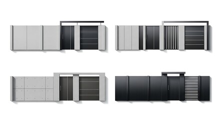 Modern fence designs isolated on white background