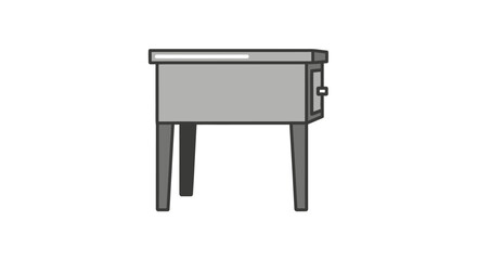 Simple gray wooden table with a single drawer and four legs.