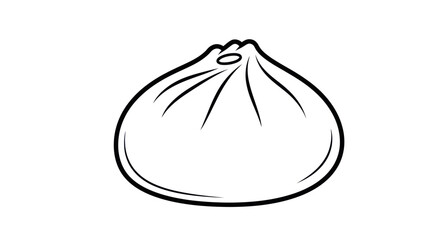 Simple Line Drawing of a Steamed Dumpling or Bun.