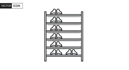 Simple Black and White Shoe Rack with Multiple Pairs of Shoes.