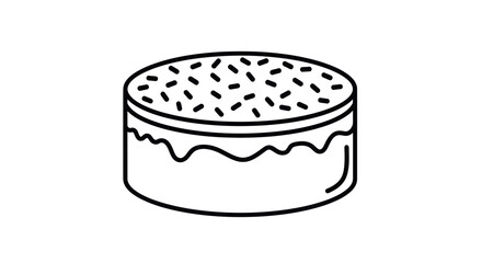 Simple Line Art Illustration of a Cake with Sprinkles.