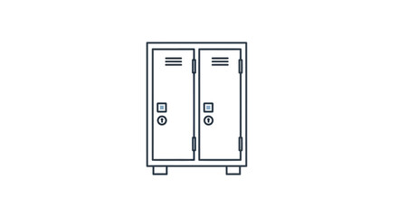 Line Art Illustration of Two Metal Lockers Icon.