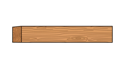 Rectangular Wooden Beam with Visible Grain and Texture.