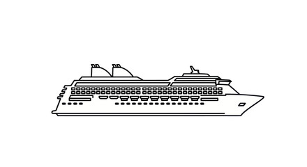 Obraz premium Detailed Black and White Outline of a Cruise Ship.