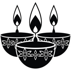 diwali diyas glowing on a traditional patterned b