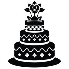 elegant wedding cake with flowers on top  vector