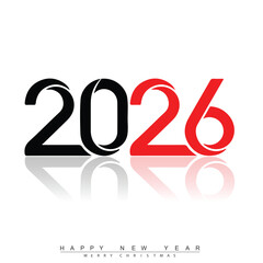 Modern Merry Christmas and Happy New Year 2026 creative typography design. Vector illustration