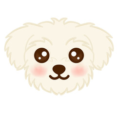 Cute Fluffy White Puppy Dog Face Cartoon Illustration