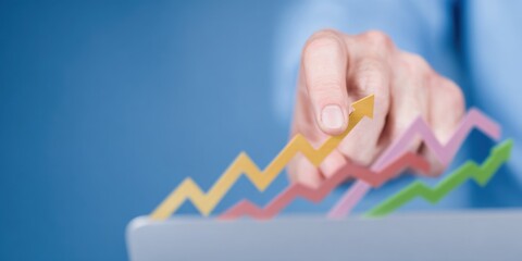 Professional businessman analyzing financial charts with digital analytics interface modern high-quality corporate content for investor marketing campaigns