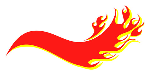Racing flames emblem, bright burn flame. isolated on red background