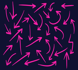 Hand drawn Arrows icons Set. arrow icon with various directions. Doodle arrow design element