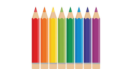 Array of Colorful Pencils in Rainbow Spectrum Isolated.