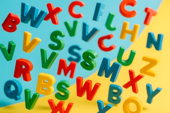 Colorful Floating Alphabet Letters on Bright Background – Vibrant Education Concept for Preschool and Language Learning - Powered by Adobe