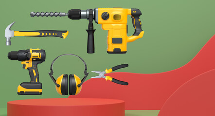 Abstract scene or podium for product showcase on monochrome background.